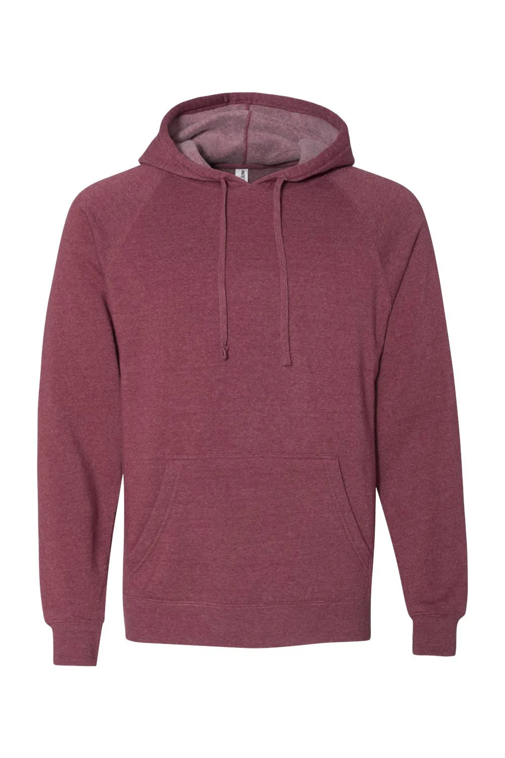 Independent Trading Company Mens Special Blend Raglan Hooded Sweatshirt Hoodie w/ Pouch Pocket - Crimson Red
