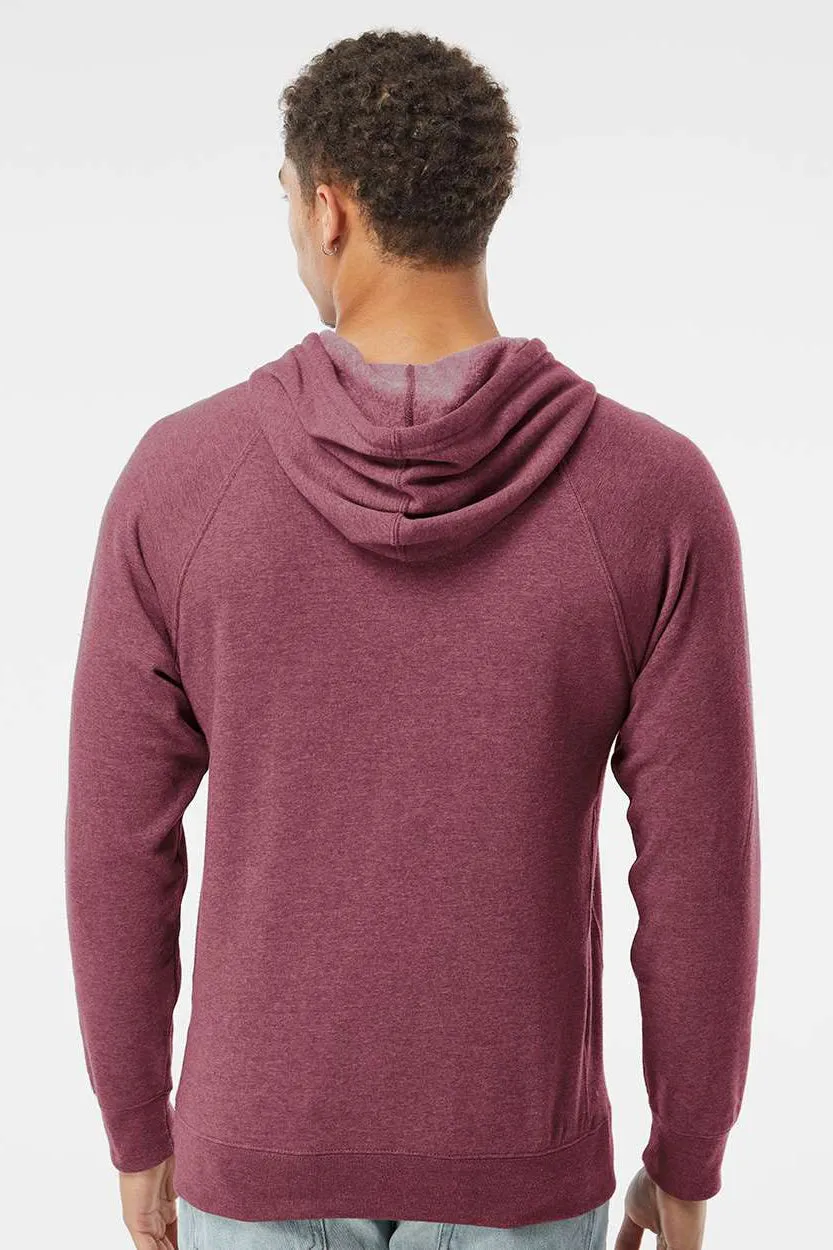 Independent Trading Company Mens Special Blend Raglan Hooded Sweatshirt Hoodie w/ Pouch Pocket - Crimson Red
