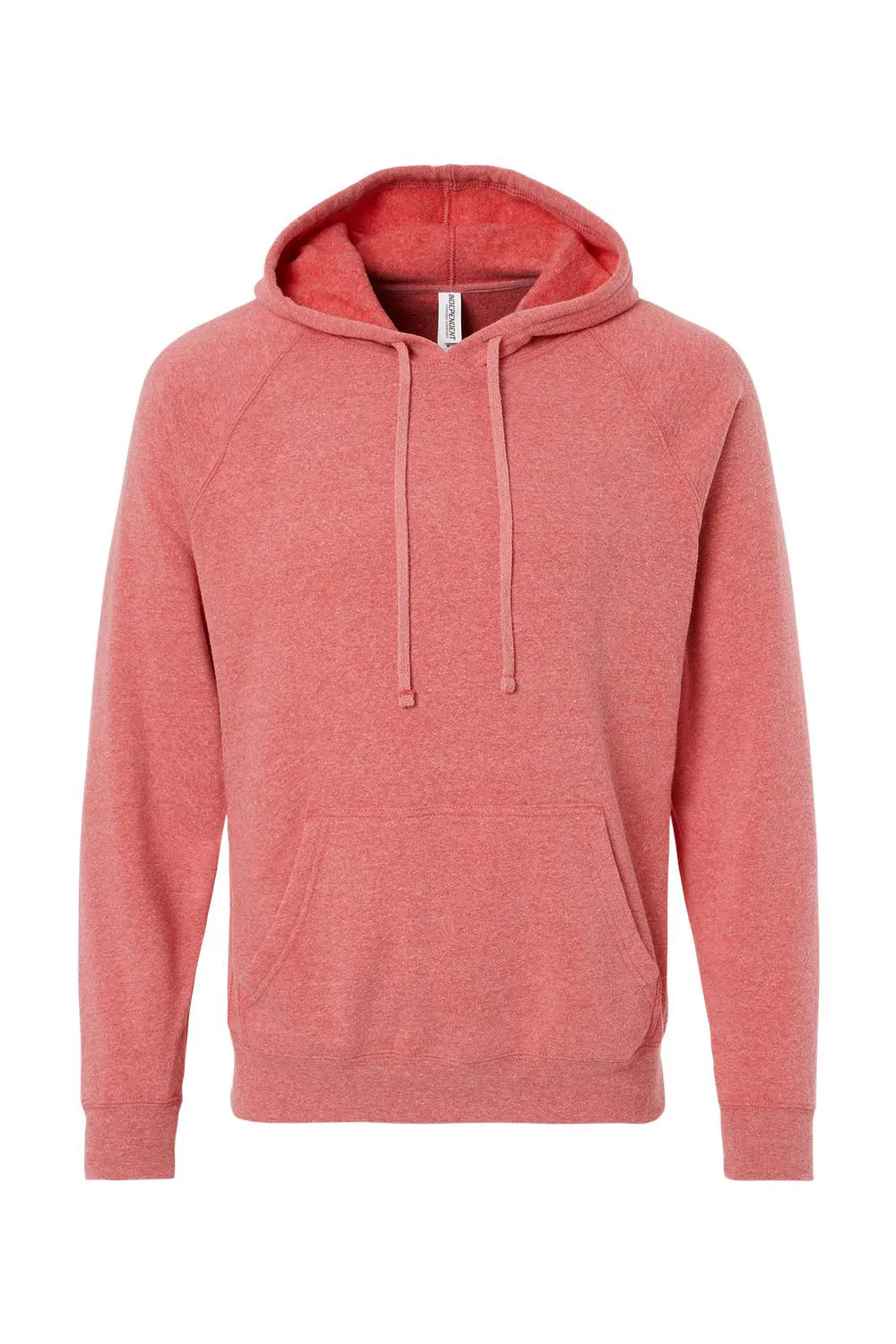 Independent Trading Company Mens Special Blend Raglan Hooded Sweatshirt Hoodie w/ Pouch Pocket - Pomegranate