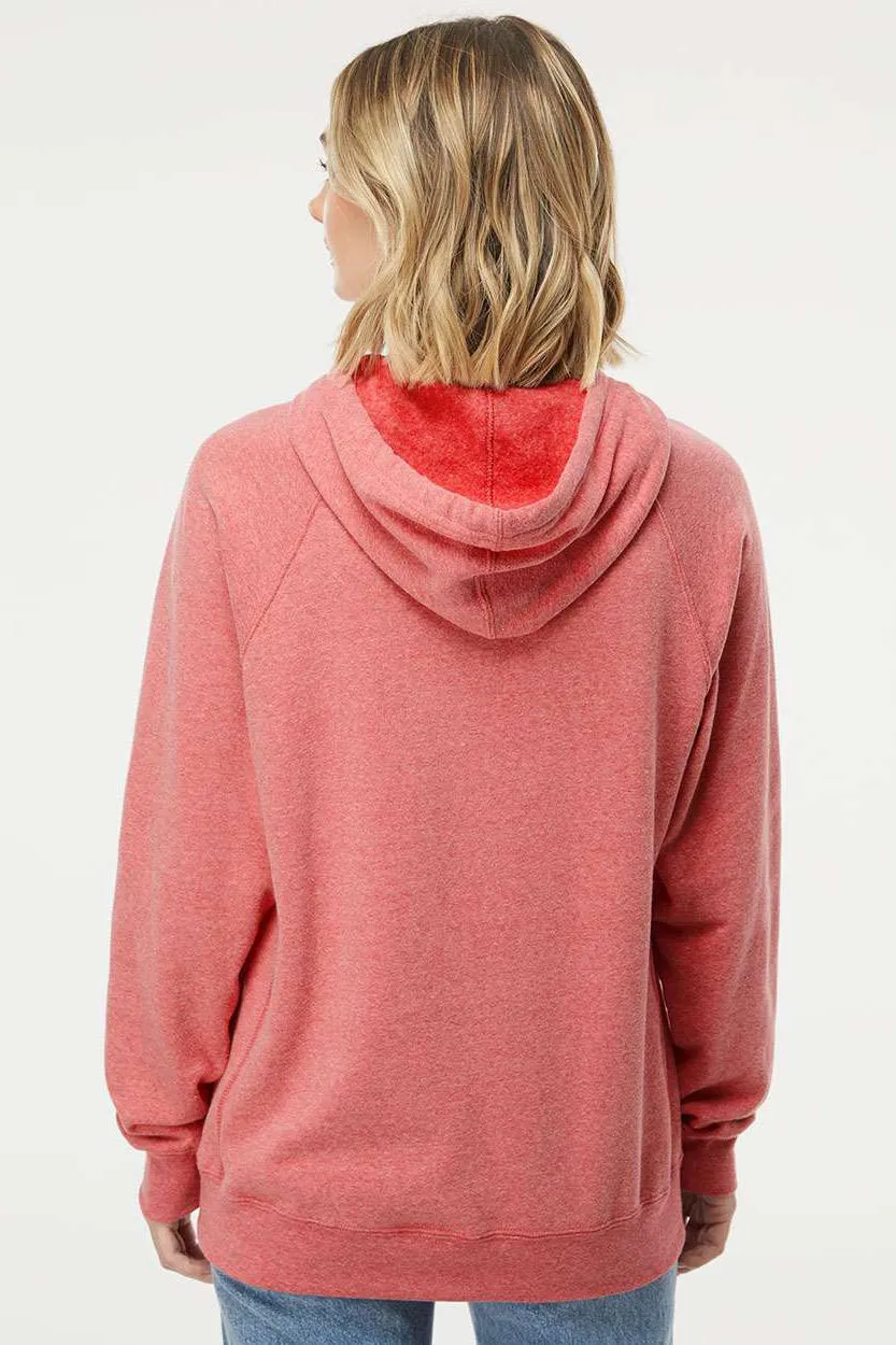 Independent Trading Company Mens Special Blend Raglan Hooded Sweatshirt Hoodie w/ Pouch Pocket - Pomegranate