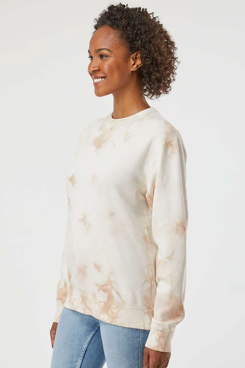 Independent Trading Company Mens Tie-Dye Crewneck Sweatshirt - Dusty Pink