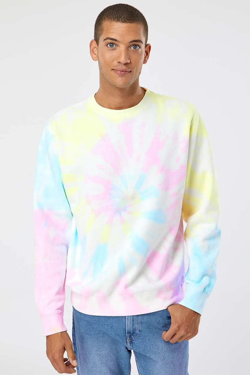 Independent Trading Company Mens Tie-Dye Crewneck Sweatshirt - Sunset Swirl