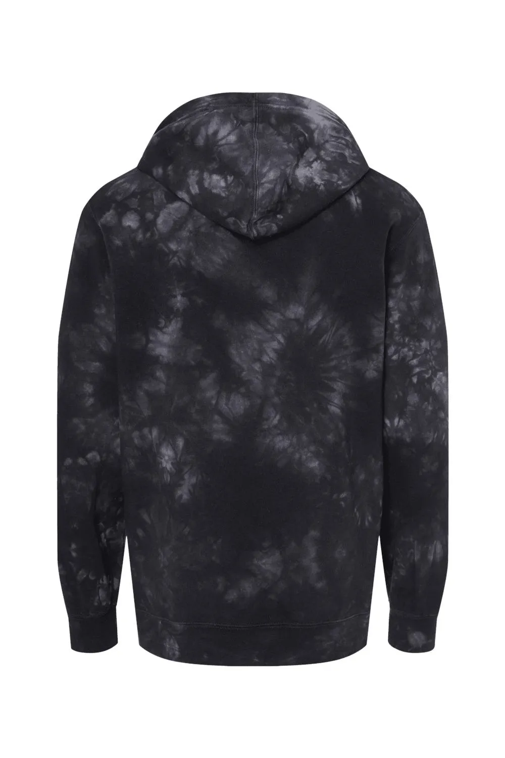 Independent Trading Company Mens Tie-Dye Hooded Sweatshirt Hoodie w/ Pouch Pocket - Black