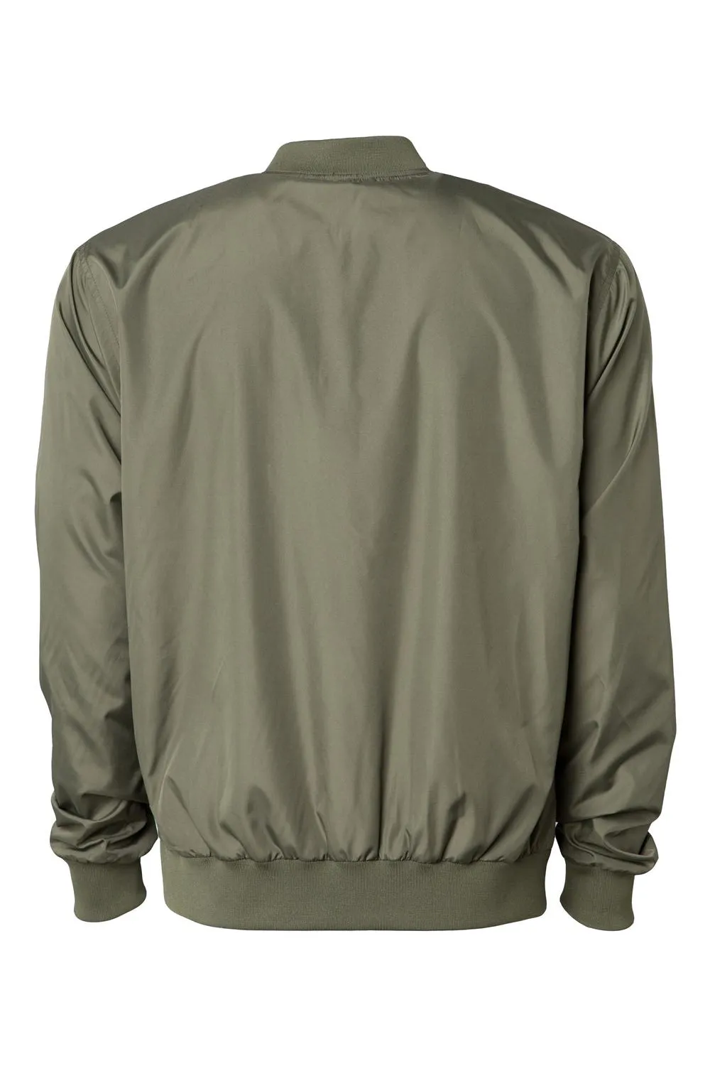 Independent Trading Company Mens Water Resistant Full Zip Bomber Jacket - Army Green
