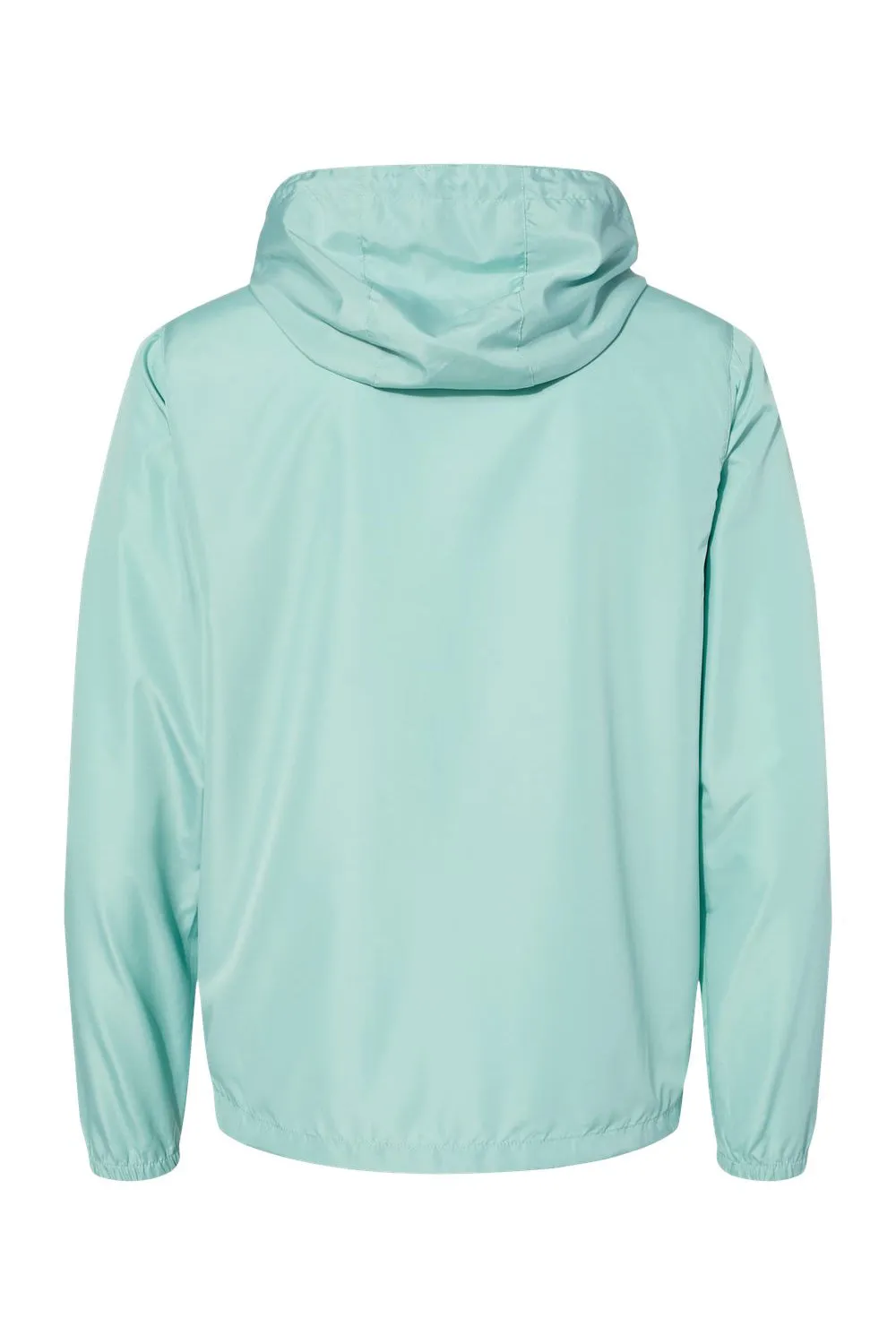 Independent Trading Company Mens Water Resistant Full Zip Windbreaker Hooded Jacket - Aqua Blue