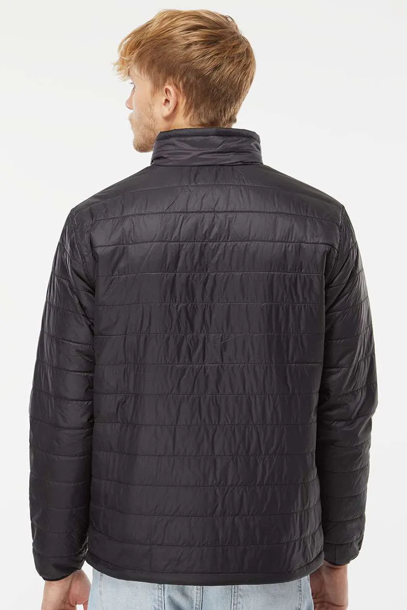 Independent Trading Company Mens Wind & Water Resistant Full Zip Puffer Jacket - Black