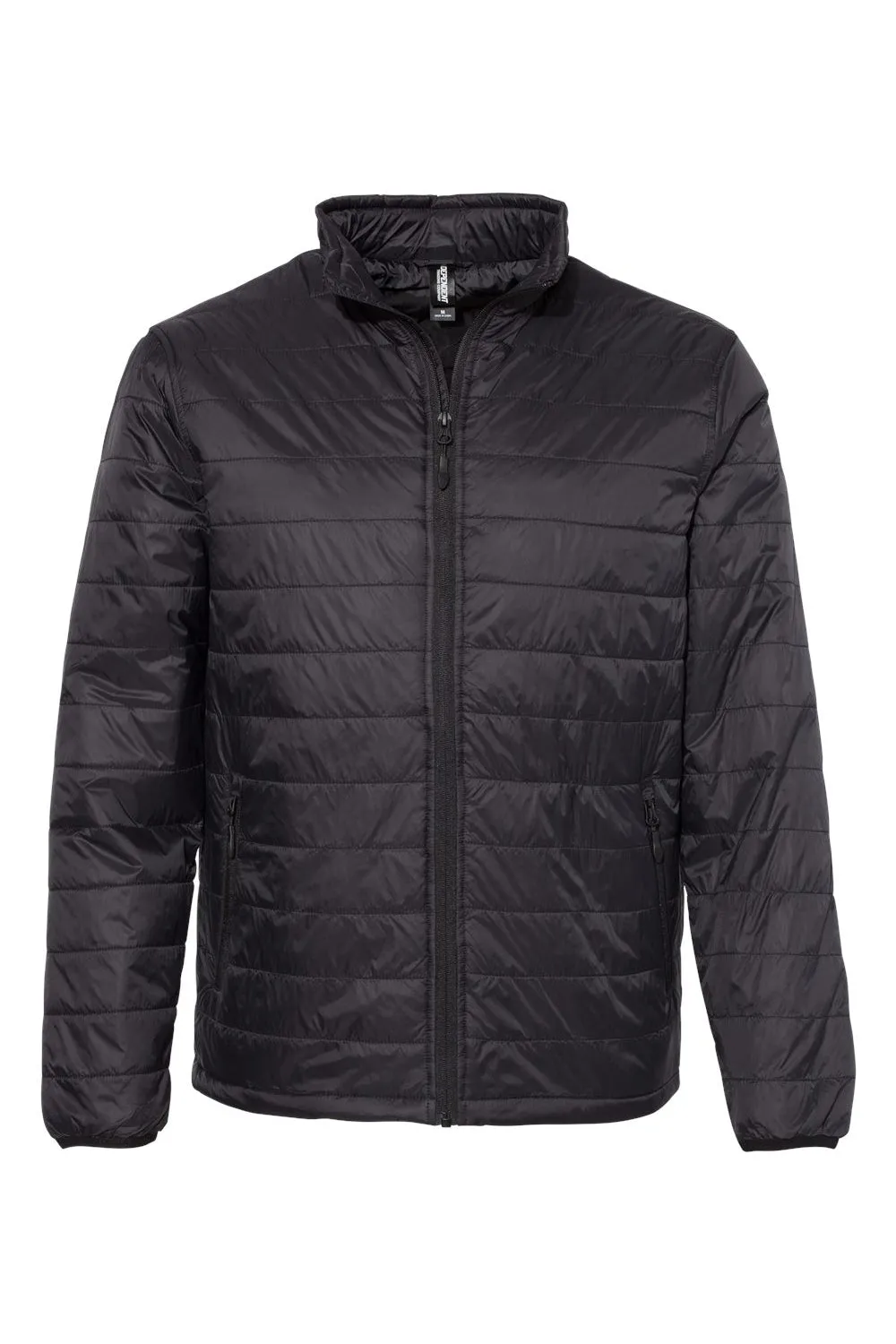 Independent Trading Company Mens Wind & Water Resistant Full Zip Puffer Jacket - Black