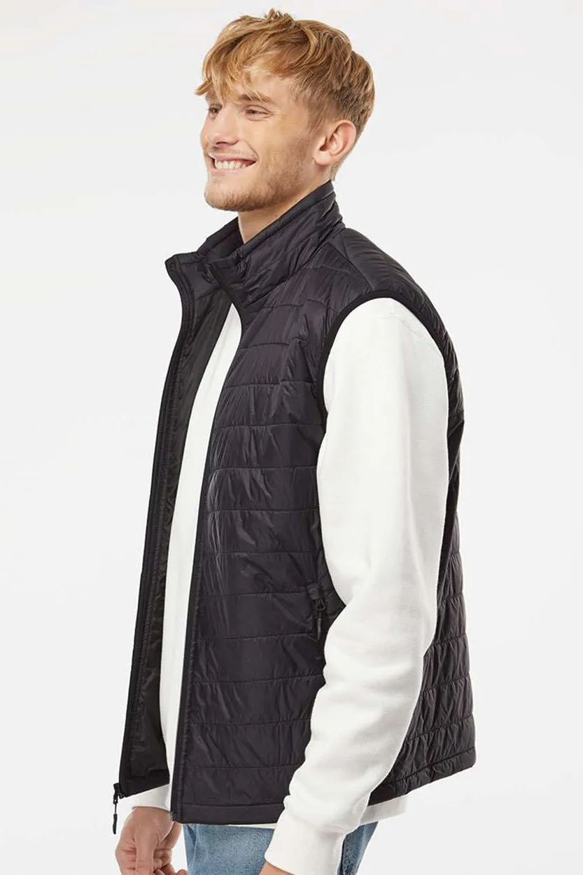 Independent Trading Company Mens Wind & Water Resistant Full Zip Puffer Vest - Black