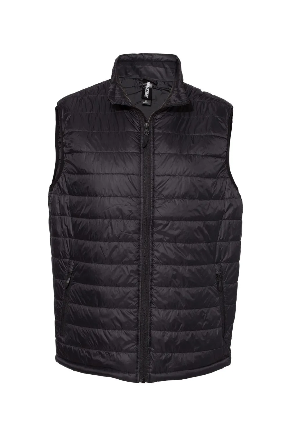 Independent Trading Company Mens Wind & Water Resistant Full Zip Puffer Vest - Black