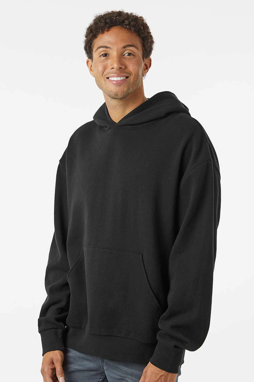 Independent Trading Company Mens Avenue Hooded Sweatshirt Hoodie w/ Pouch Pocket - Black