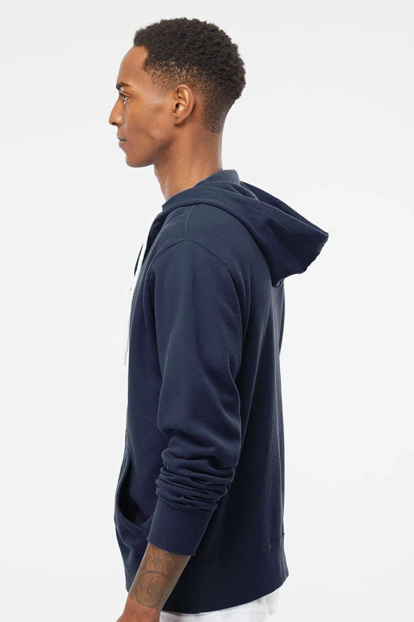 Independent Trading Company Mens Full Zip Hooded Sweatshirt Hoodie w/ Pockets - Slate Blue - Closeout