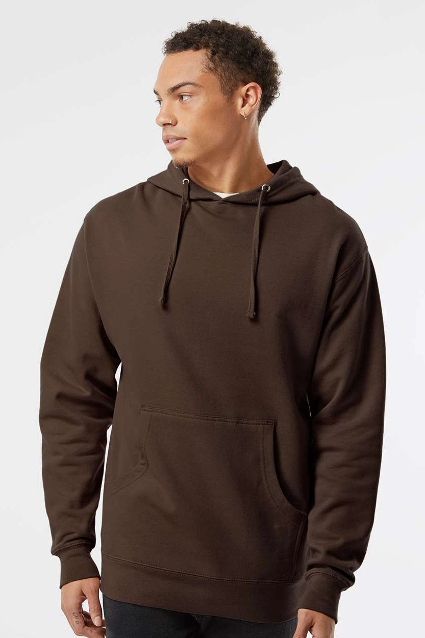 Independent Trading Company Mens Hooded Sweatshirt Hoodie w/ Pouch Pocket - Brown