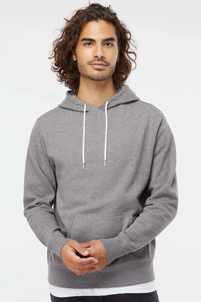 Independent Trading Company Mens Hooded Sweatshirt Hoodie w/ Pouch Pocket - Heather Gunmetal Grey
