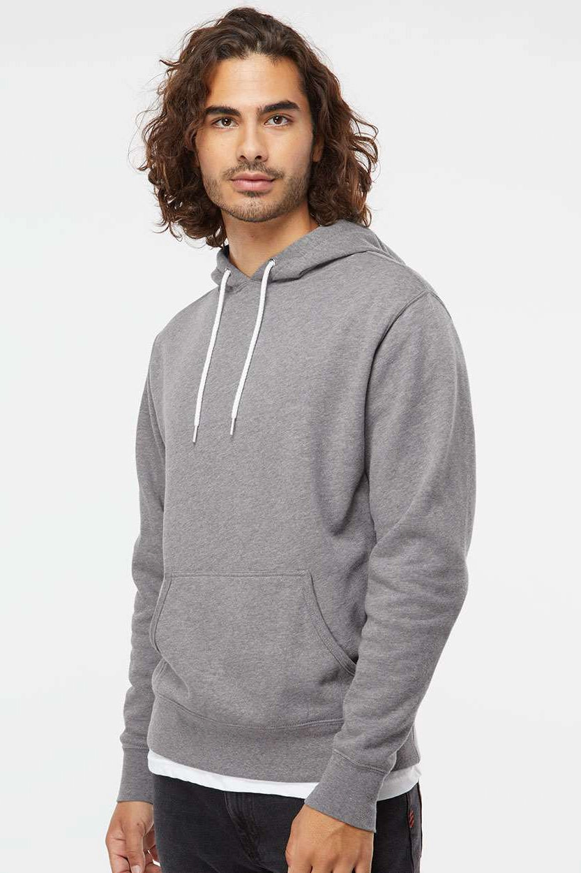Independent Trading Company Mens Hooded Sweatshirt Hoodie w/ Pouch Pocket - Heather Gunmetal Grey