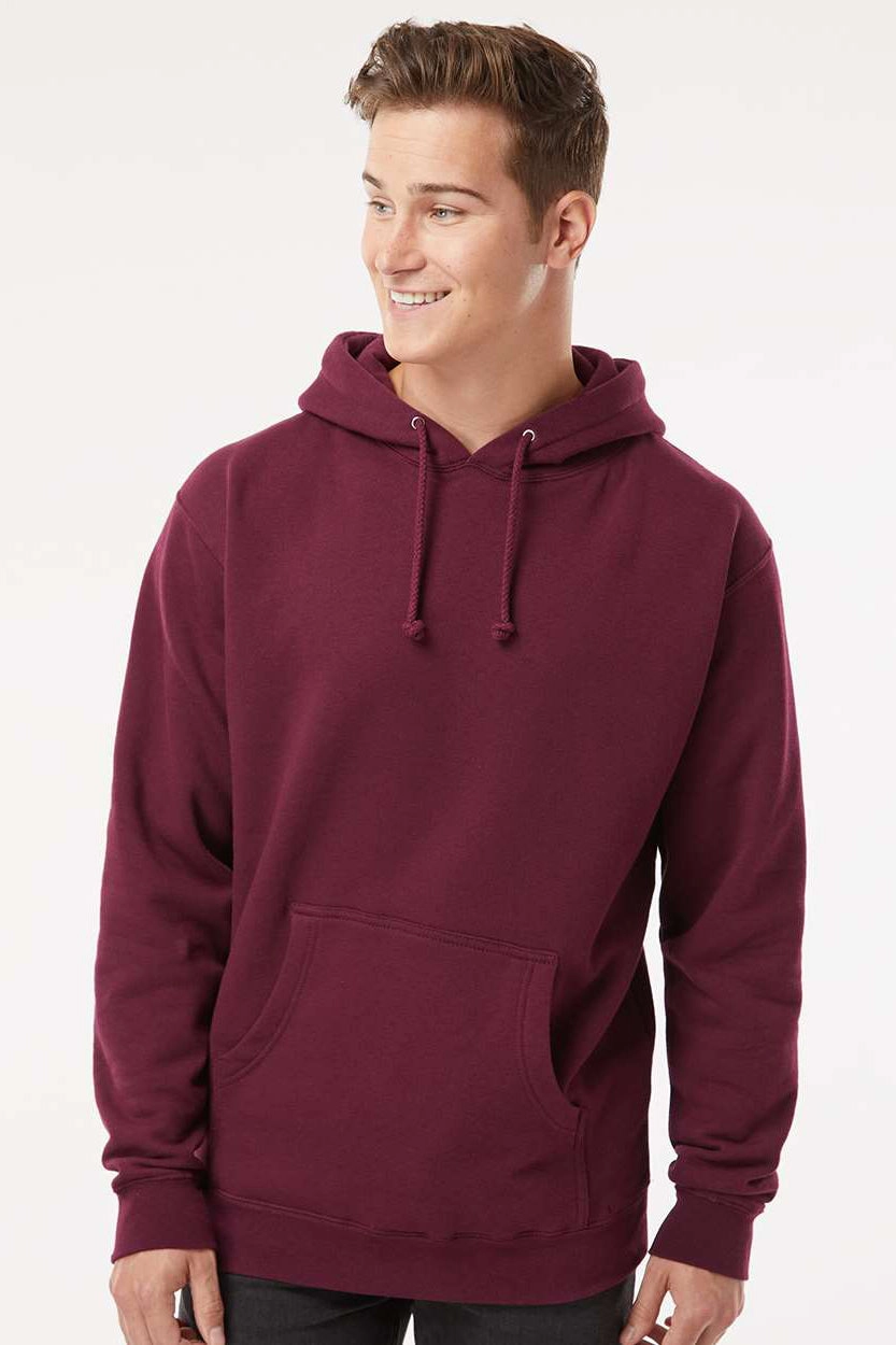 Independent Trading Company Mens Hooded Sweatshirt Hoodie w/ Pouch Pocket - Maroon