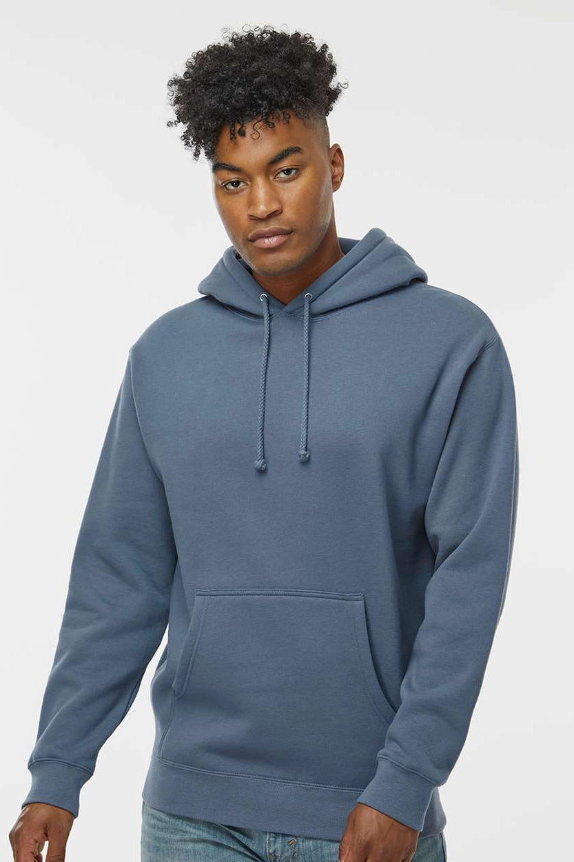 Independent Trading Company Mens Hooded Sweatshirt Hoodie w/ Pouch Pocket - Storm Blue