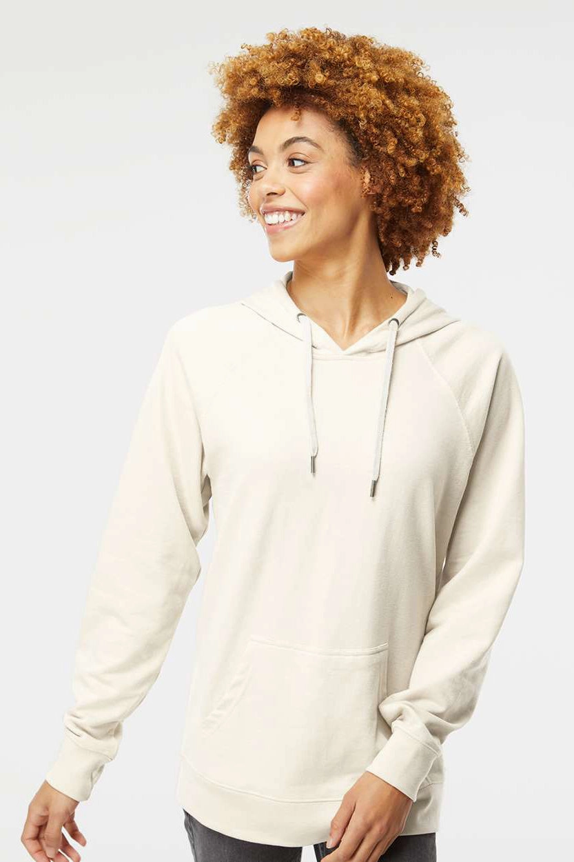 Independent Trading Company Mens Icon Loopback Terry Hooded Sweatshirt Hoodie w/ Pouch Pocket - Bone
