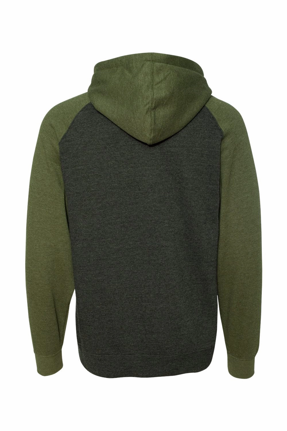 Independent Trading Company Mens Raglan Hooded Sweatshirt Hoodie w/ Pouch Pockets - Heather Charcoal Grey/Heather Army Green