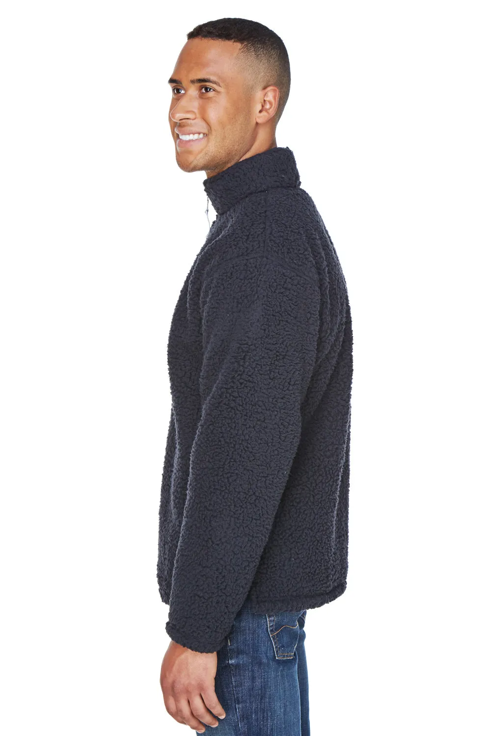 J America Mens Epic Sherpa Fleece 1/4 Zip Sweatshirt - Black