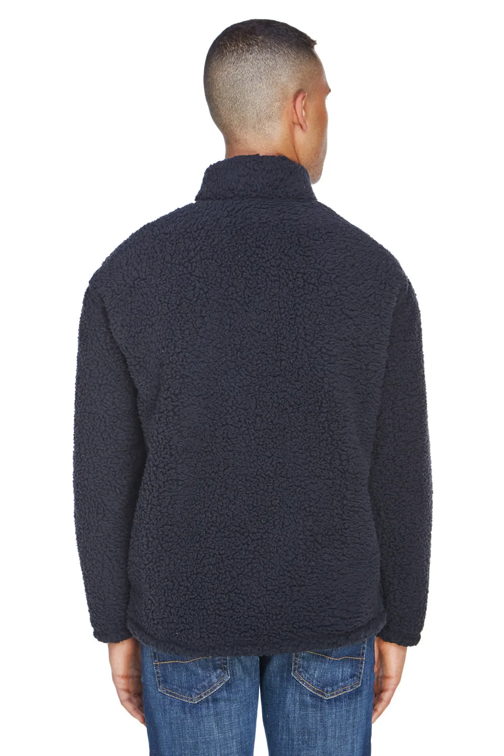 J America Mens Epic Sherpa Fleece 1/4 Zip Sweatshirt - Black