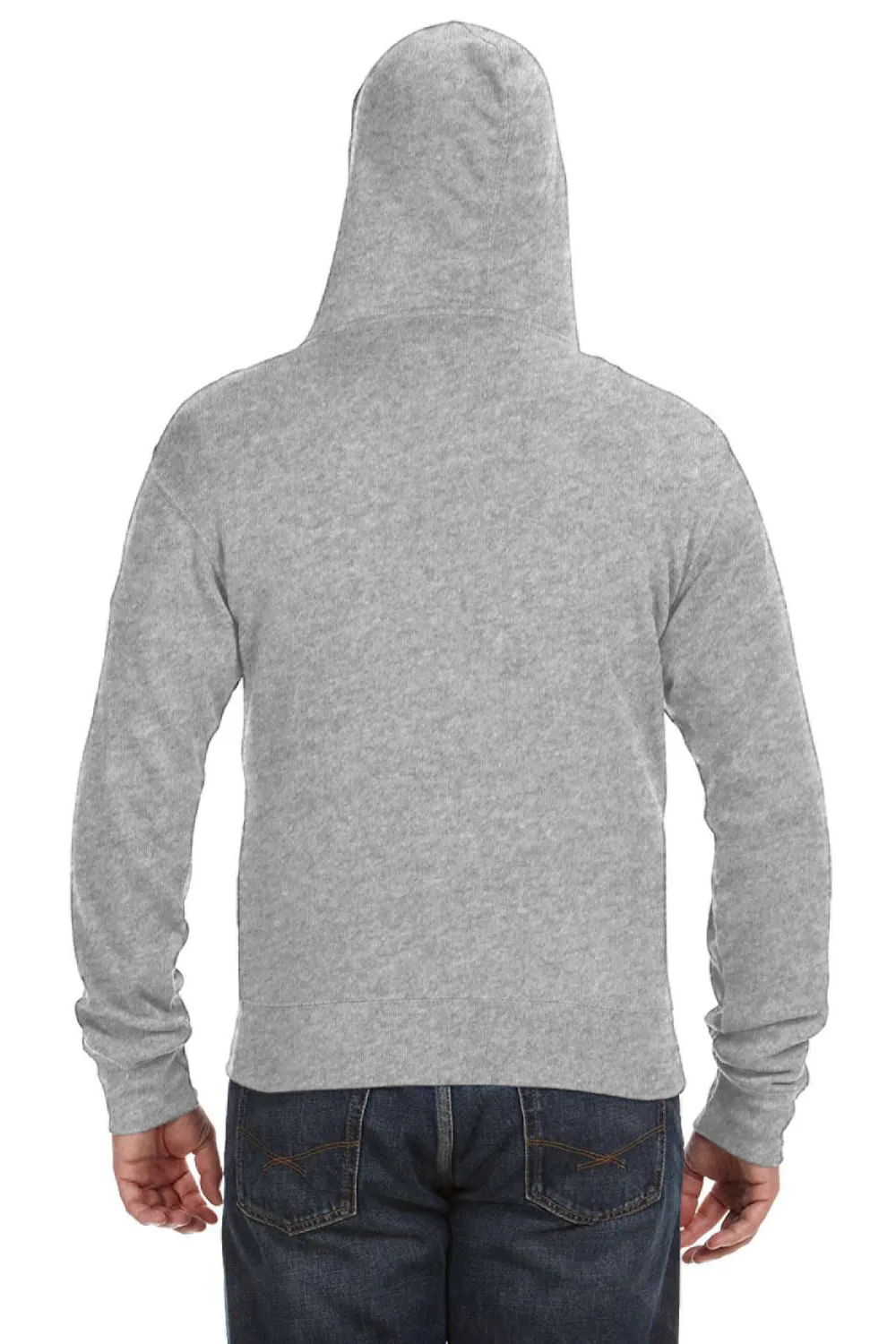 J America Mens Fleece Full Zip Hooded Sweatshirt Hoodie w/ Pockets - Grey