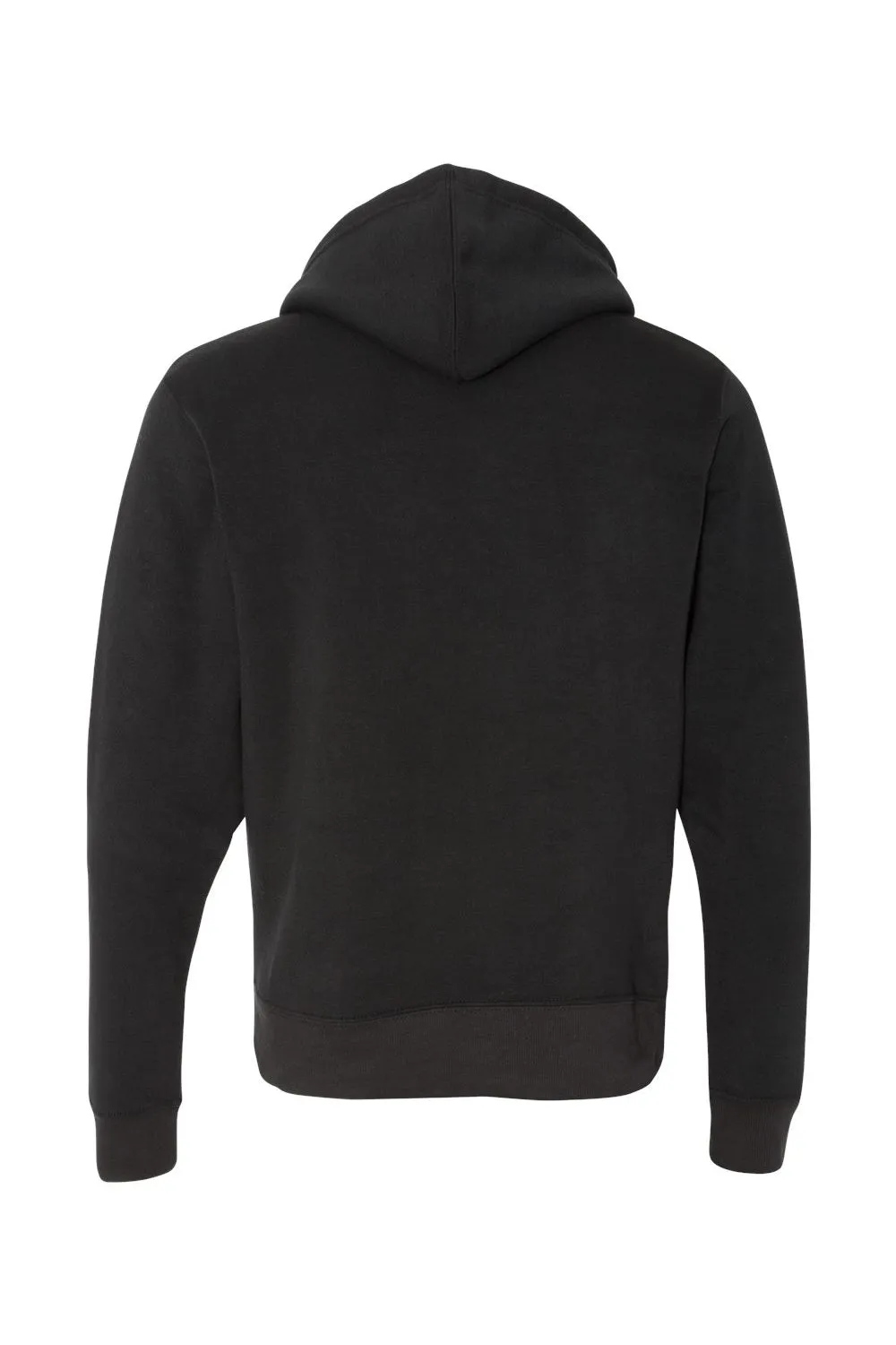 J America Mens Fleece Full Zip Hooded Sweatshirt Hoodie w/ Pockets - Solid Black