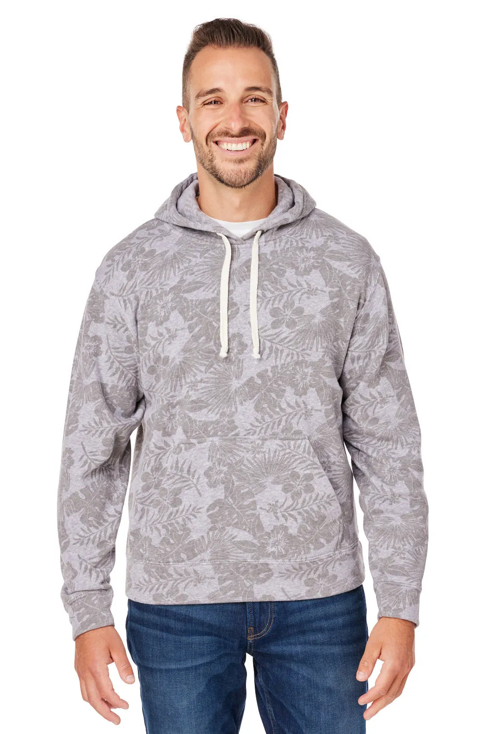 J America Mens Fleece Hooded Sweatshirt Hoodie w/ Pouch Pocket - Grey Aloha - Closeout