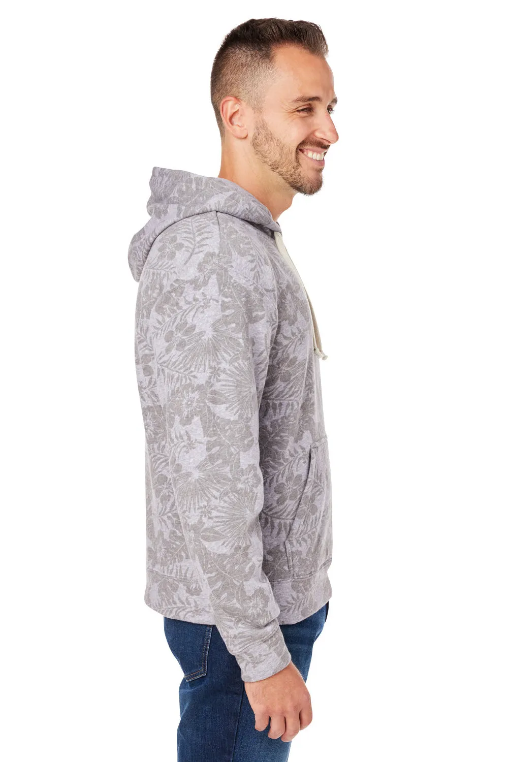 J America Mens Fleece Hooded Sweatshirt Hoodie w/ Pouch Pocket - Grey Aloha - Closeout