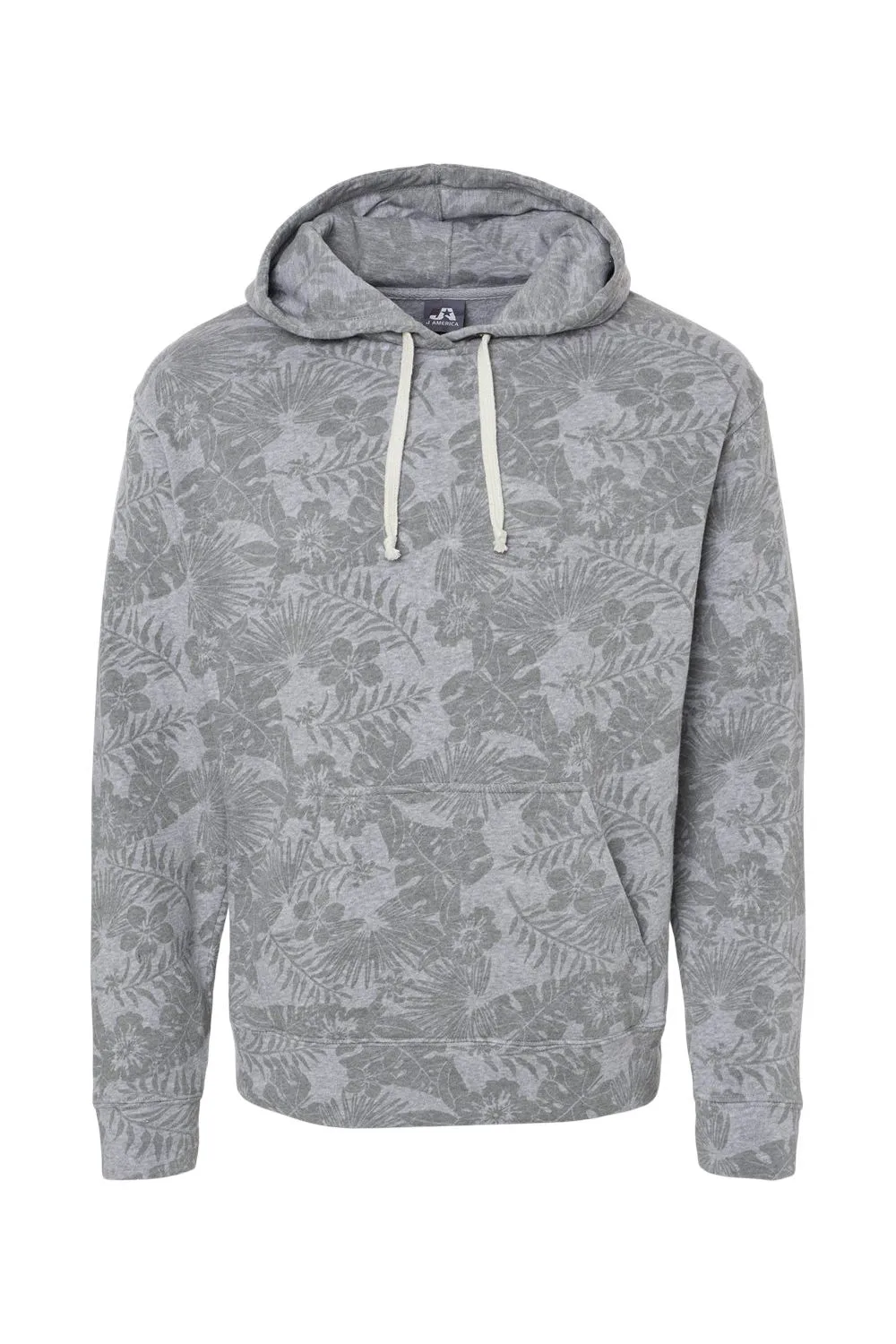 J America Mens Fleece Hooded Sweatshirt Hoodie w/ Pouch Pocket - Grey Aloha - Closeout