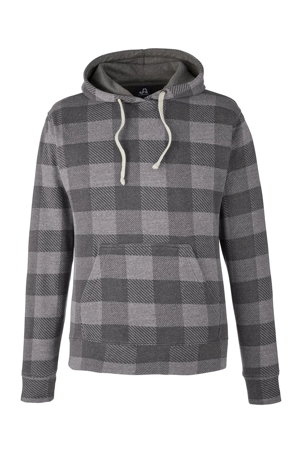J America Mens Fleece Hooded Sweatshirt Hoodie w/ Pouch Pocket - Smoke Grey Buffalo