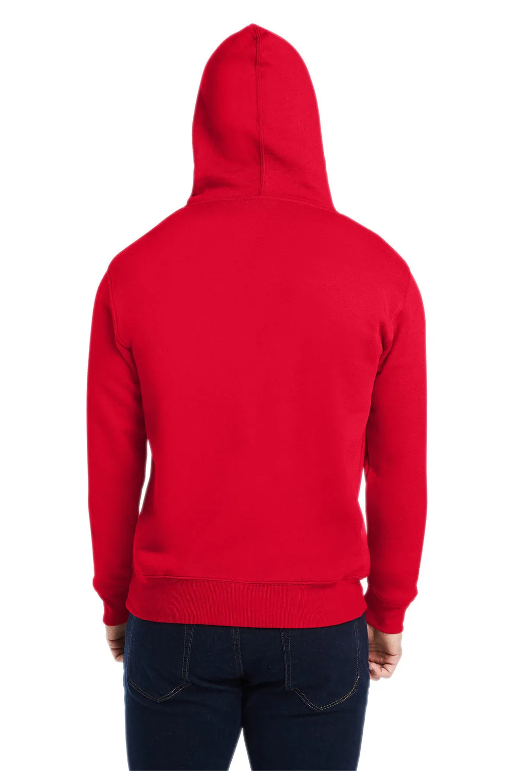 J America Mens Fleece Hooded Sweatshirt Hoodie w/ Pouch Pocket - Solid Red - Closeout