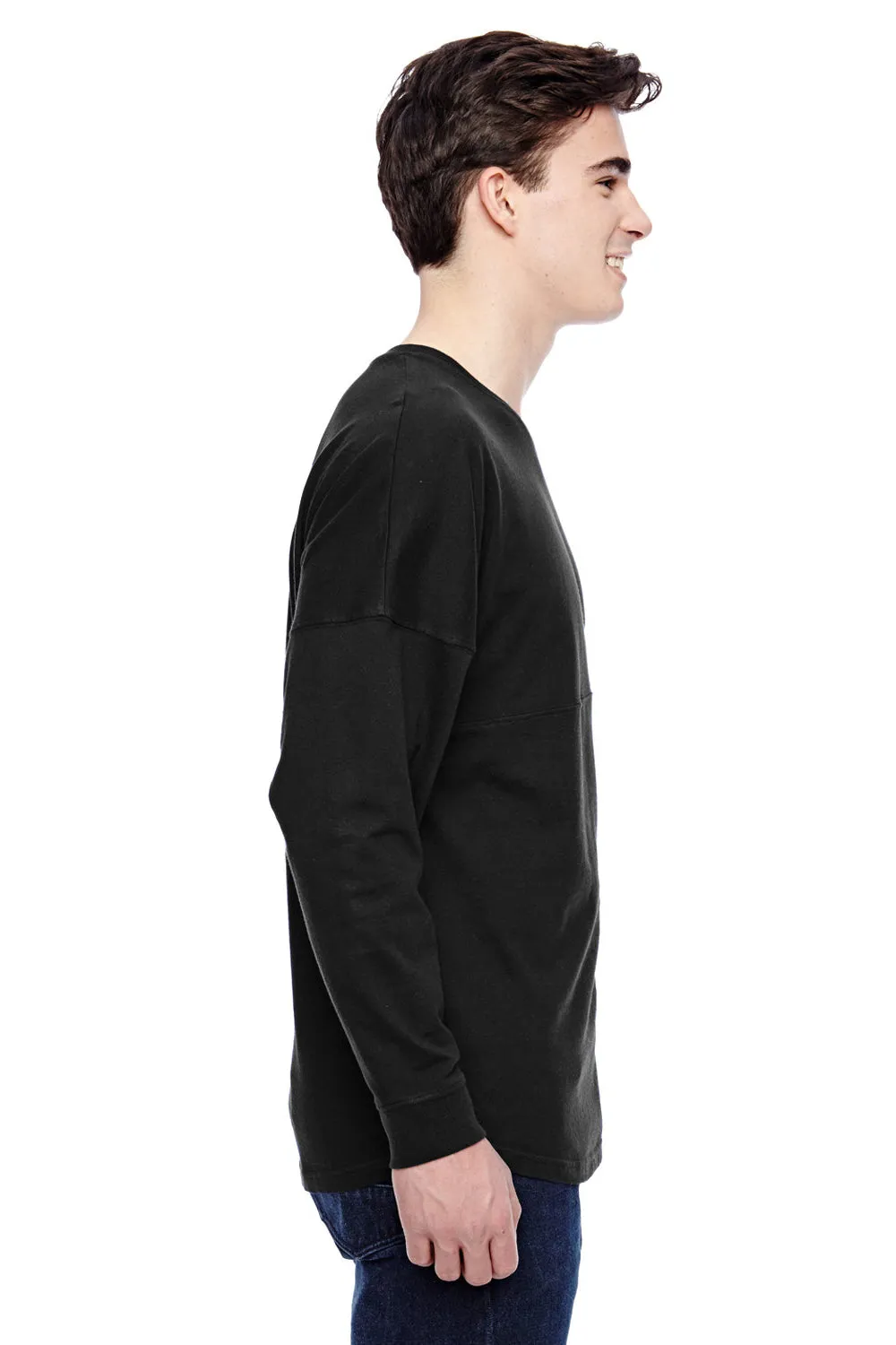 J America Mens Game Day Jersey Long Sleeve Crewneck T-Shirt - Black