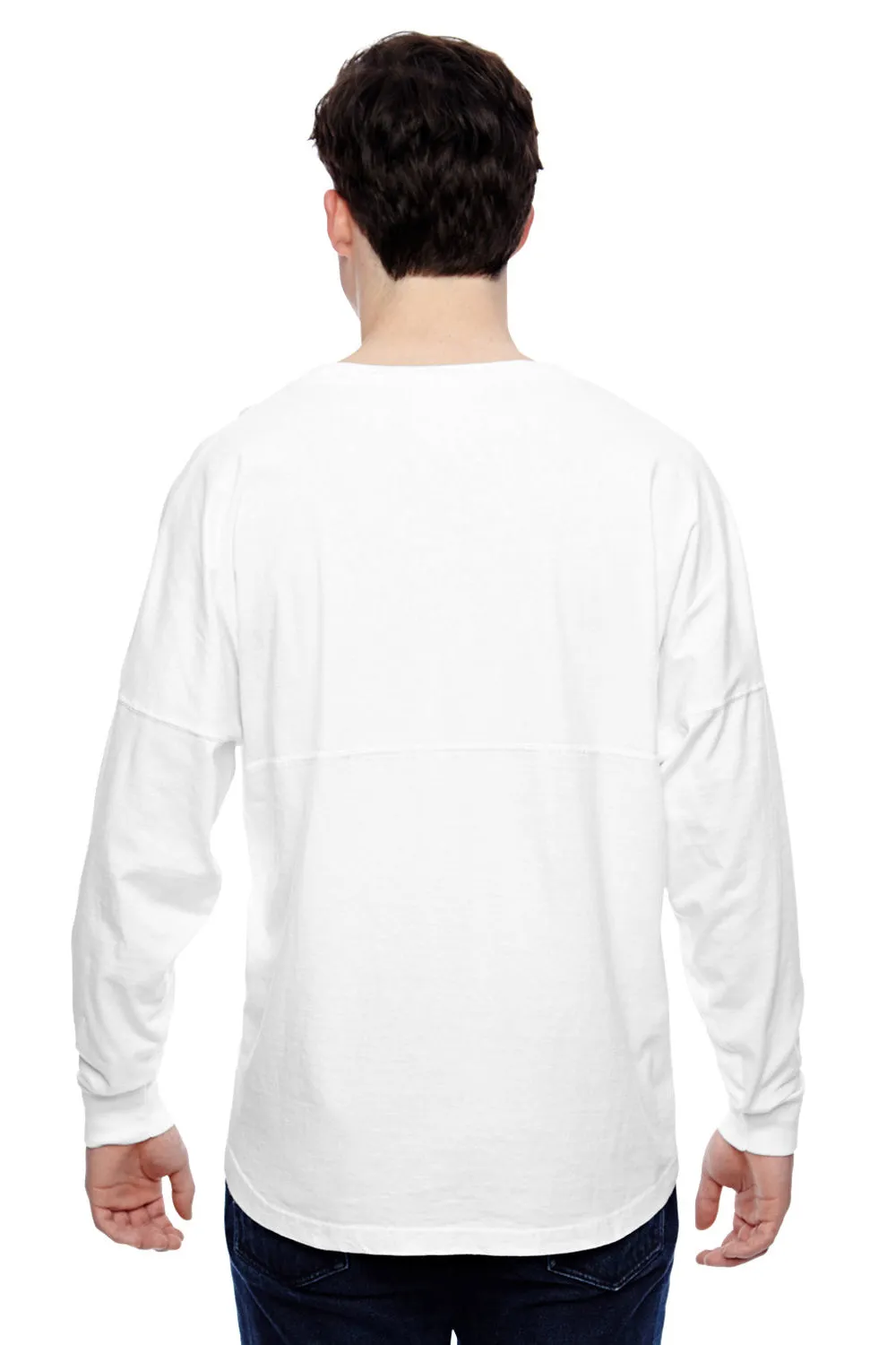 J America Mens Game Day Jersey Long Sleeve Crewneck T-Shirt - White