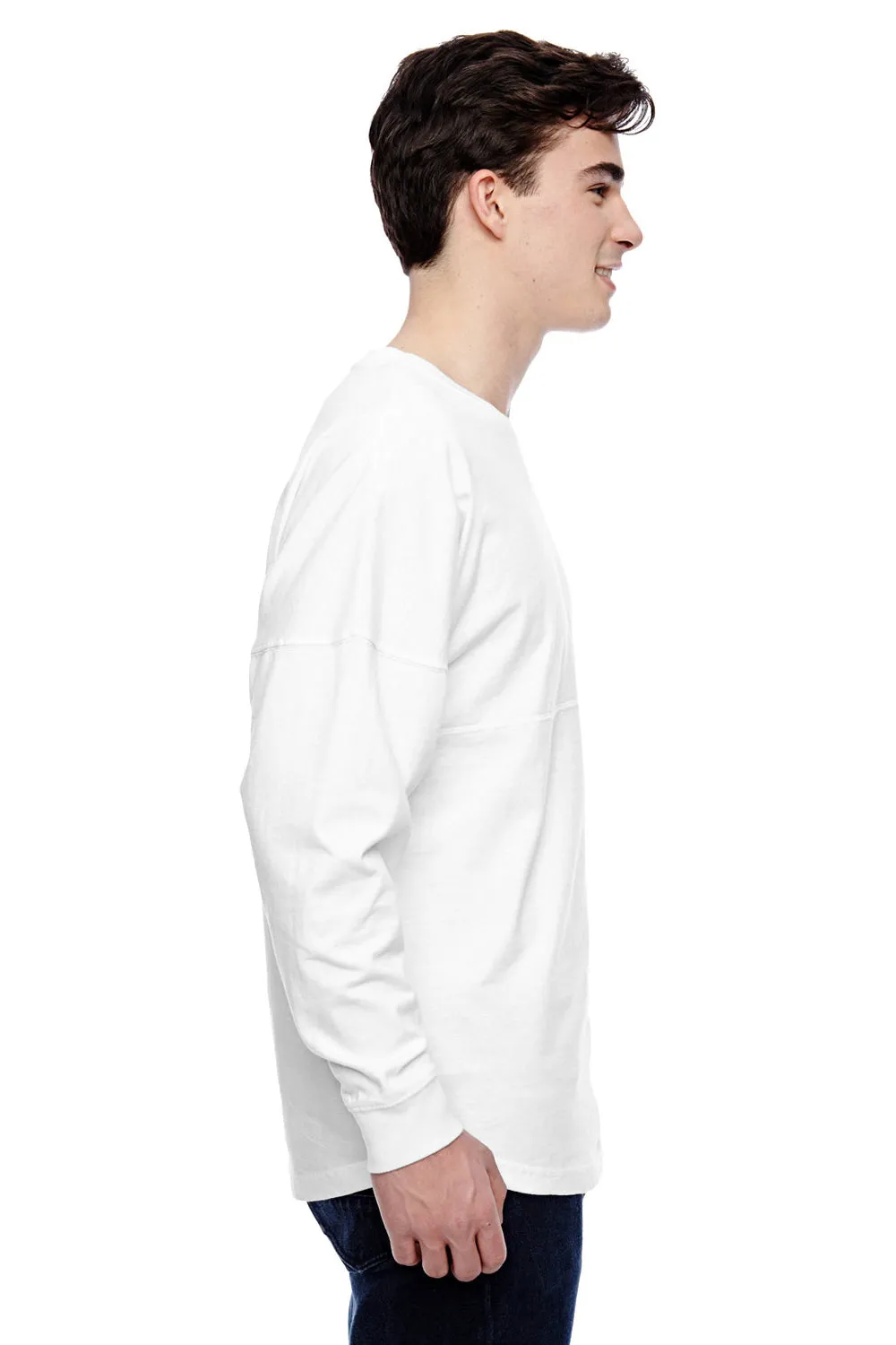 J America Mens Game Day Jersey Long Sleeve Crewneck T-Shirt - White