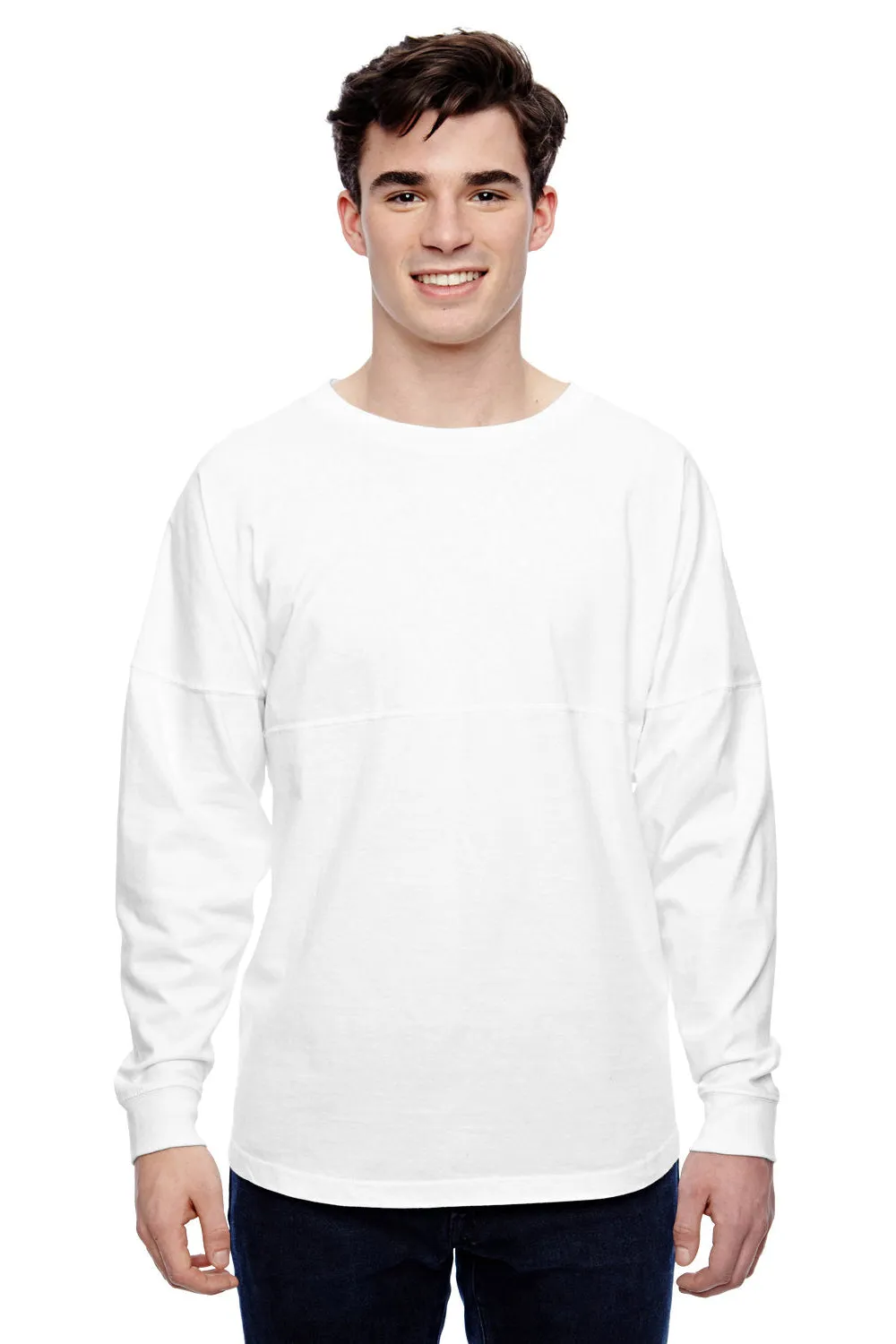 J America Mens Game Day Jersey Long Sleeve Crewneck T-Shirt - White