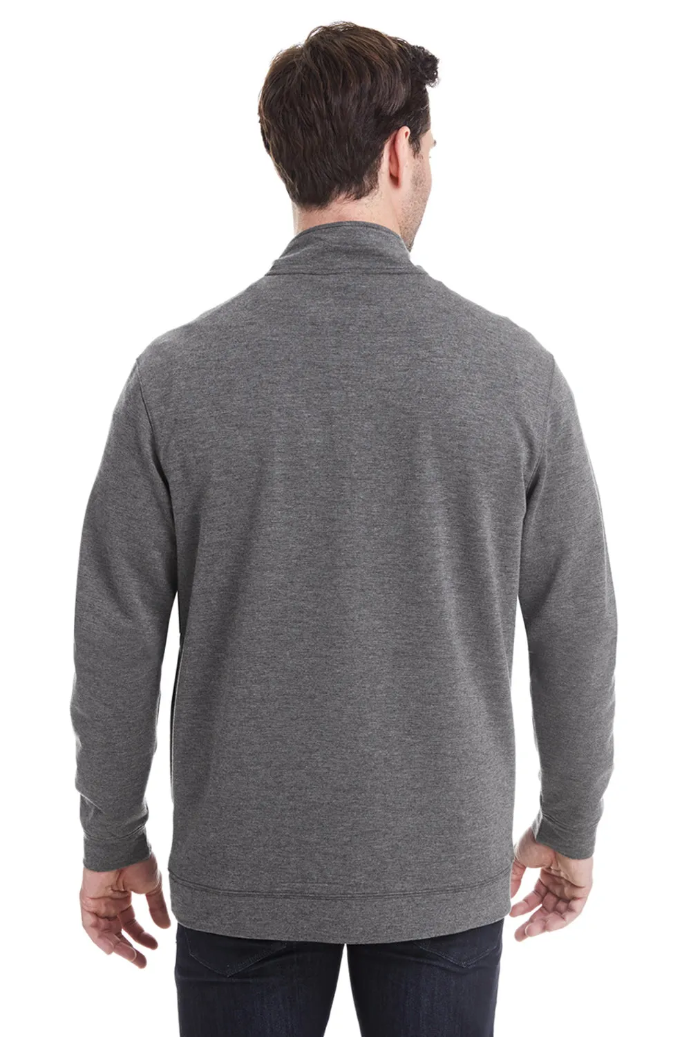 J America Mens Omega Sueded Terry 1/4 Zip Sweatshirt w/ Pockets - Charcoal Grey