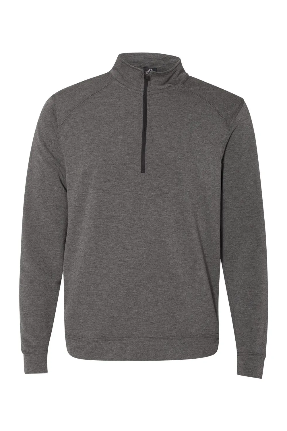 J America Mens Omega Sueded Terry 1/4 Zip Sweatshirt w/ Pockets - Charcoal Grey