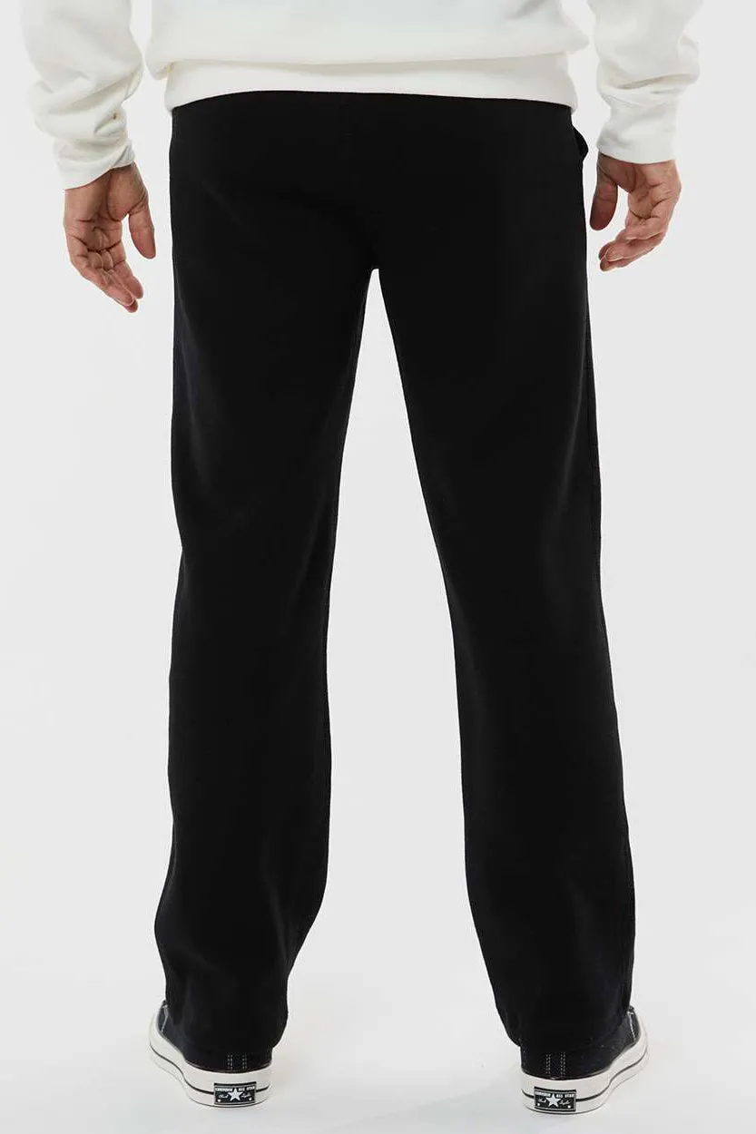 J America Mens Open Bottom Fleece Sweatpants w/ Pockets - Black