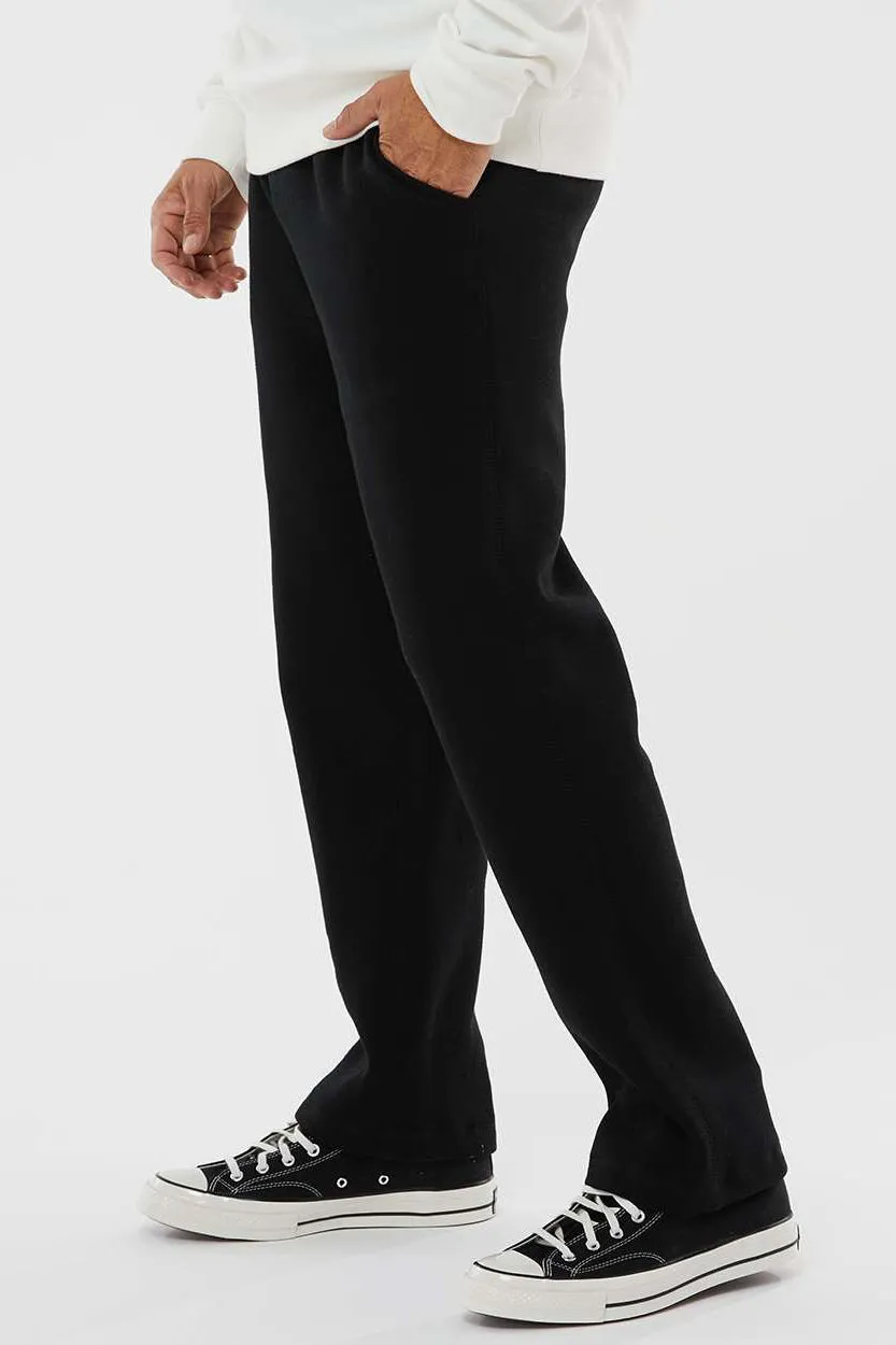 J America Mens Open Bottom Fleece Sweatpants w/ Pockets - Black
