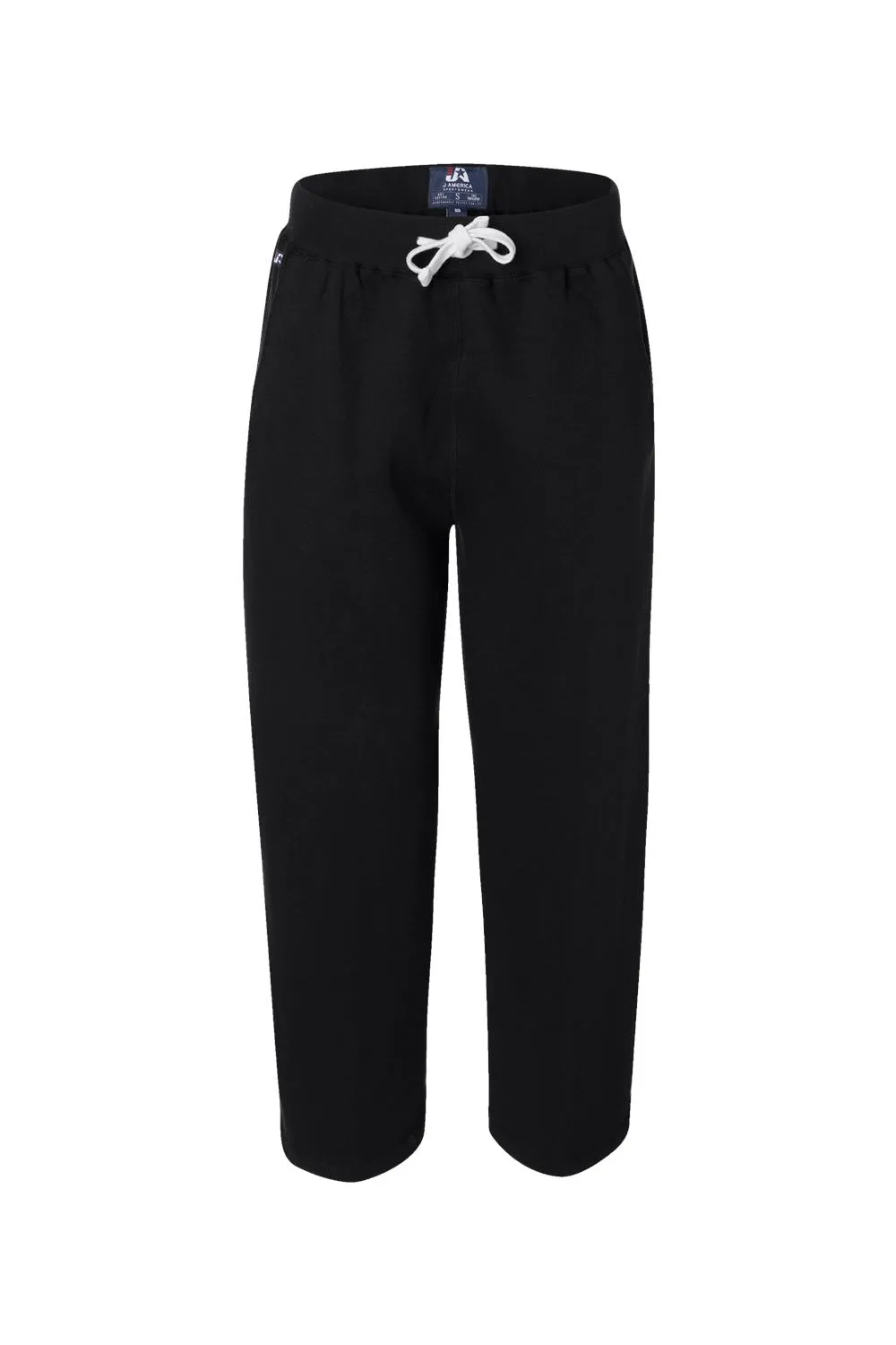 J America Mens Open Bottom Fleece Sweatpants w/ Pockets - Black