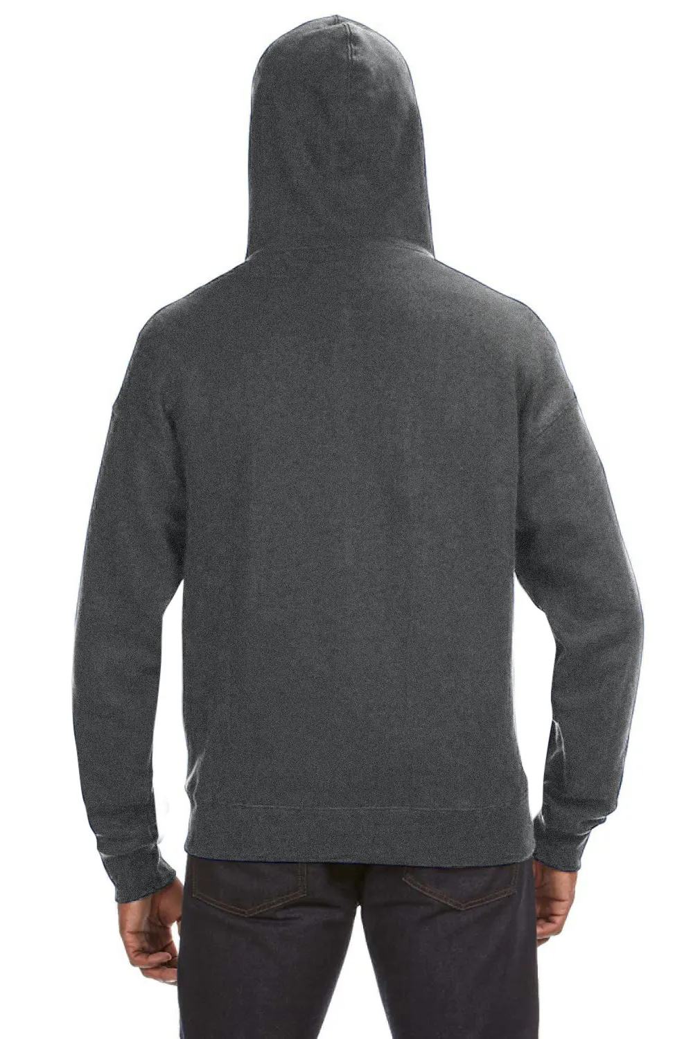 J America Mens Premium Fleece Full Zip Hooded Sweatshirt Hoodie w/ Pockets - Charcoal Grey