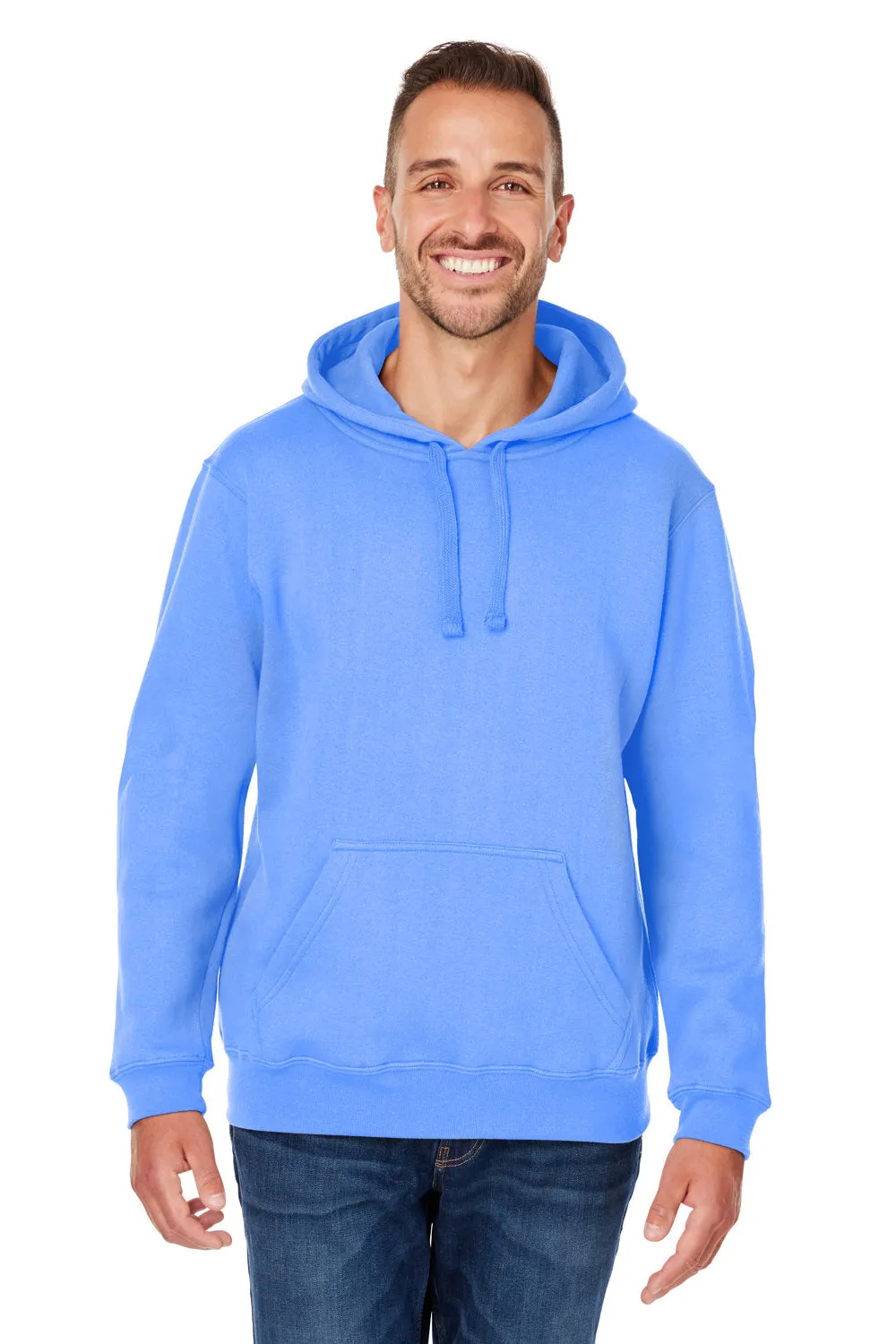 J America Mens Premium Fleece Hooded Sweatshirt Hoodie w/ Pouch Pocket - Carolina Blue