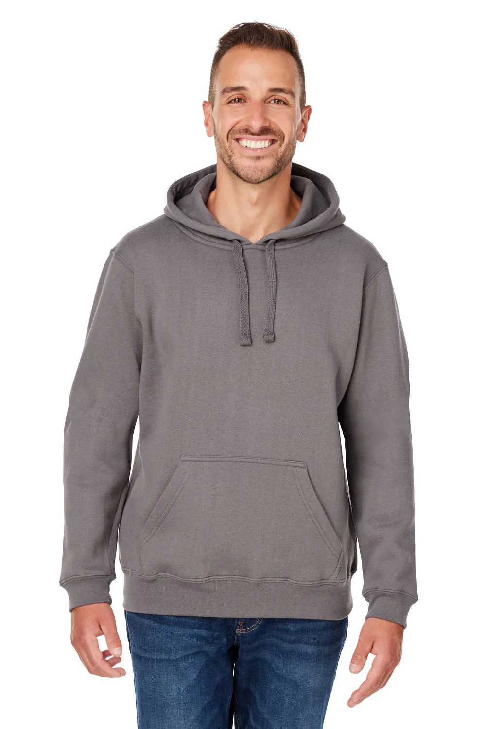 J America Mens Premium Fleece Hooded Sweatshirt Hoodie w/ Pouch Pocket - Fossil Grey