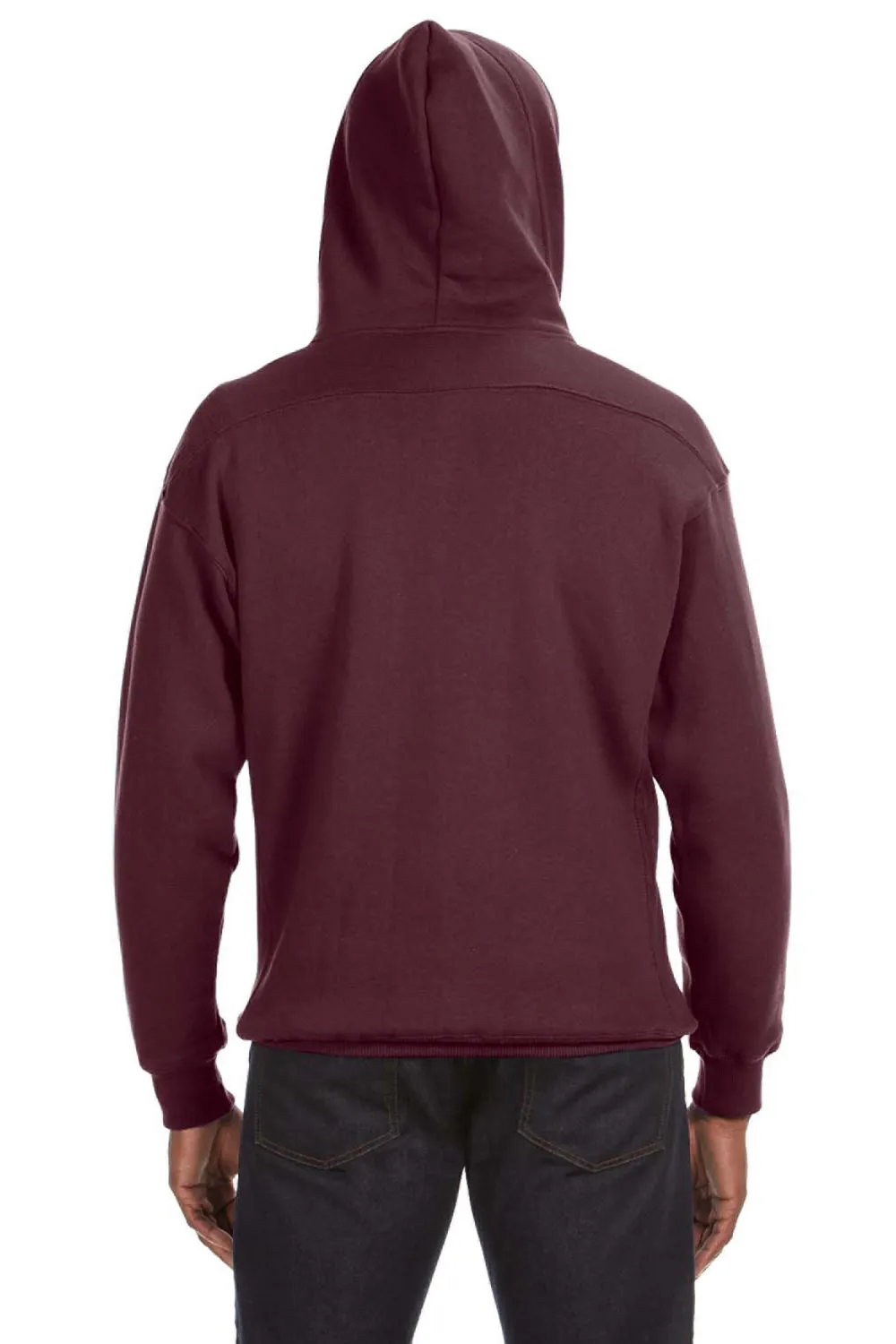 J America Mens Sport Lace Hooded Sweatshirt Hoodie w/ Pouch Pocket - Maroon