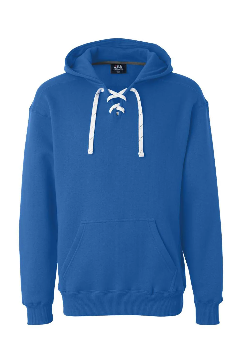J America Mens Sport Lace Hooded Sweatshirt Hoodie w/ Pouch Pocket - Royal Blue