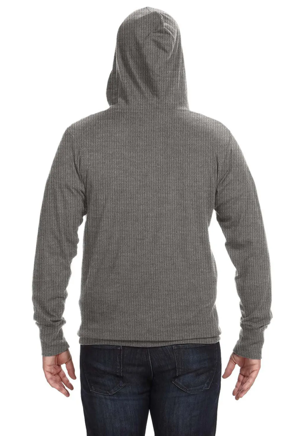 J America Mens Sport Lace Jersey Hooded Sweatshirt Hoodie w/ Pouch Pocket - Heather Charcoal Grey