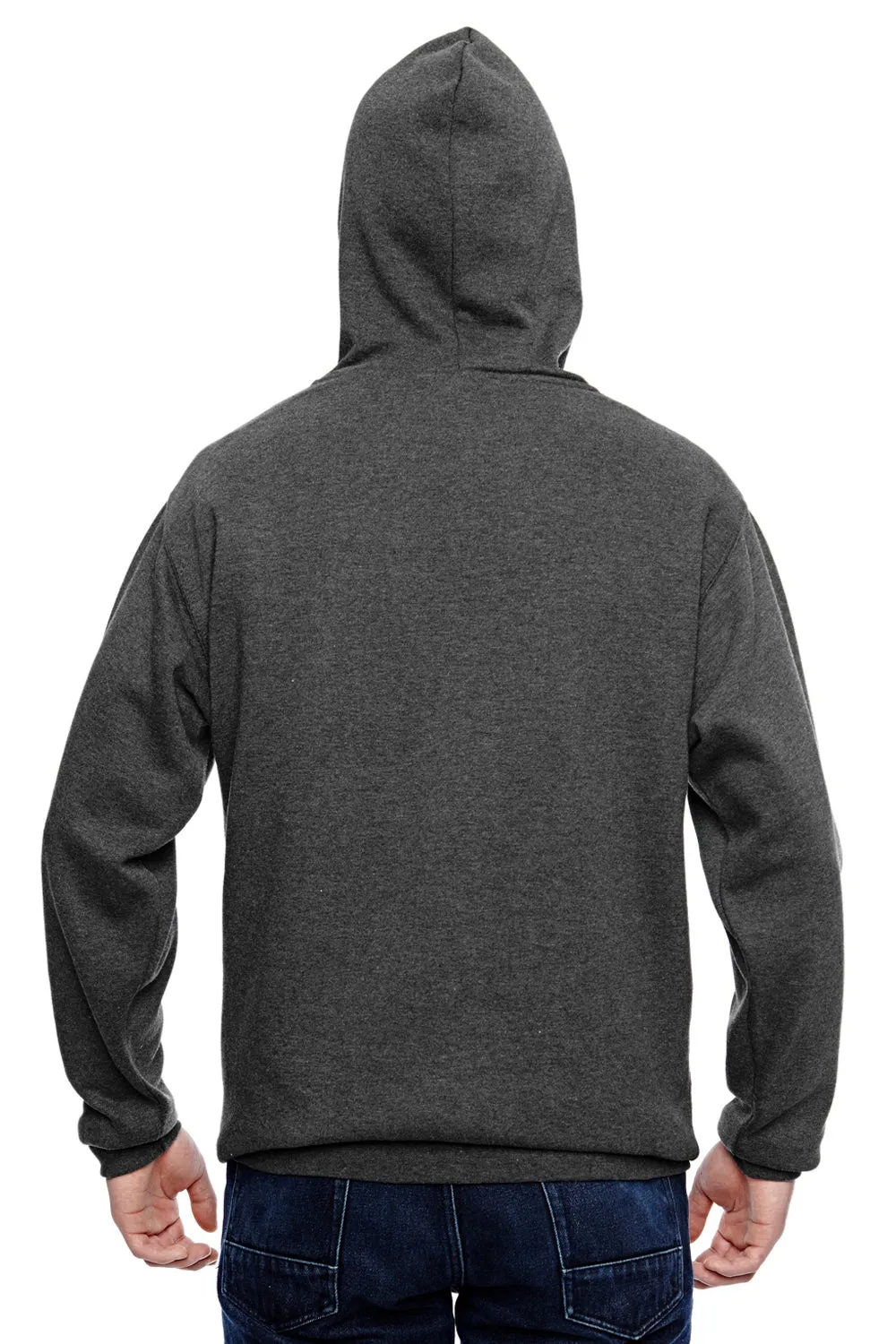 J America Mens Tailgate Fleece Hooded Sweatshirt Hoodie w/ Pouch Pocket - Heather Charcoal Grey