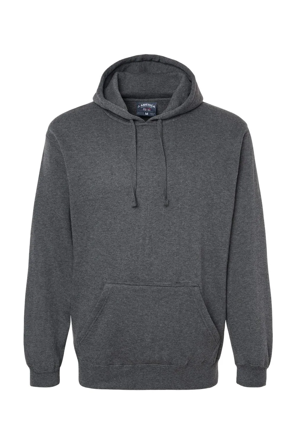 J America Mens Tailgate Fleece Hooded Sweatshirt Hoodie w/ Pouch Pocket - Heather Charcoal Grey