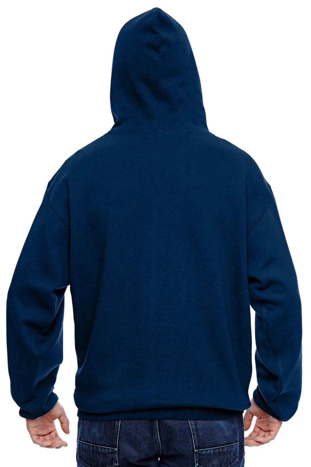 J America Mens Tailgate Fleece Hooded Sweatshirt Hoodie w/ Pouch Pocket - Navy Blue