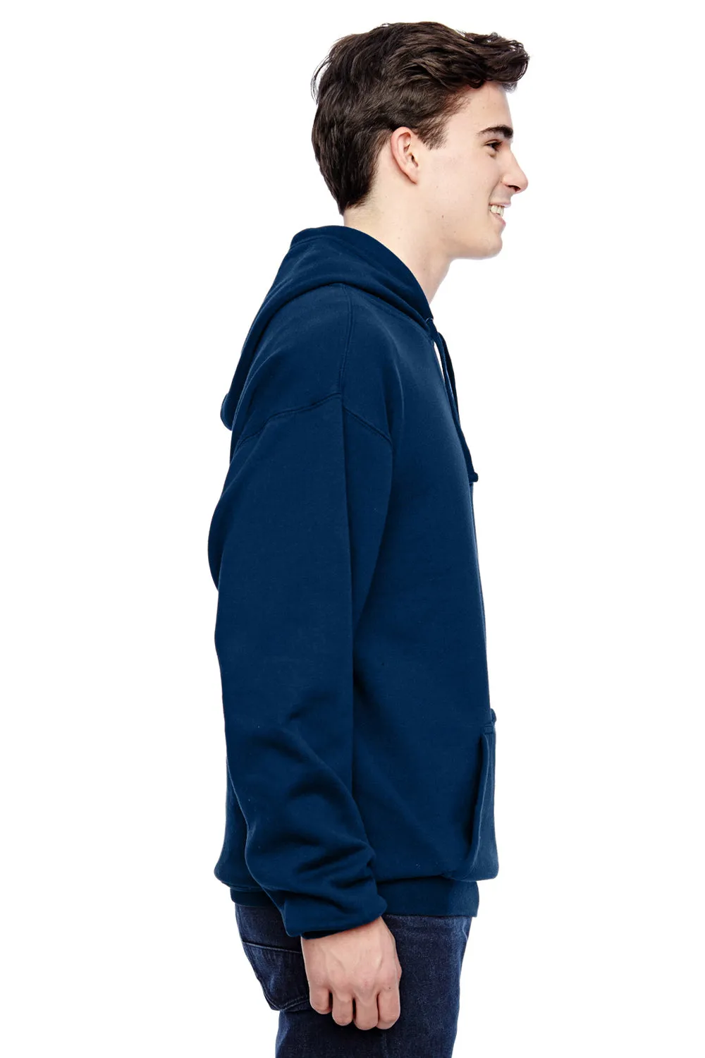 J America Mens Tailgate Fleece Hooded Sweatshirt Hoodie w/ Pouch Pocket - Navy Blue